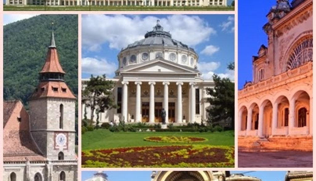 Romanian architecture collage