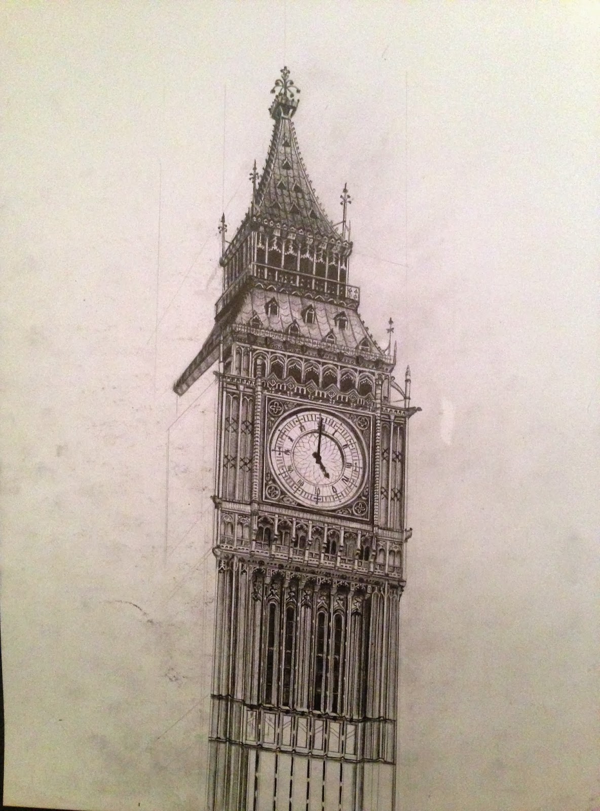 Big Ben - pencil drawing - Dreams of an Architect