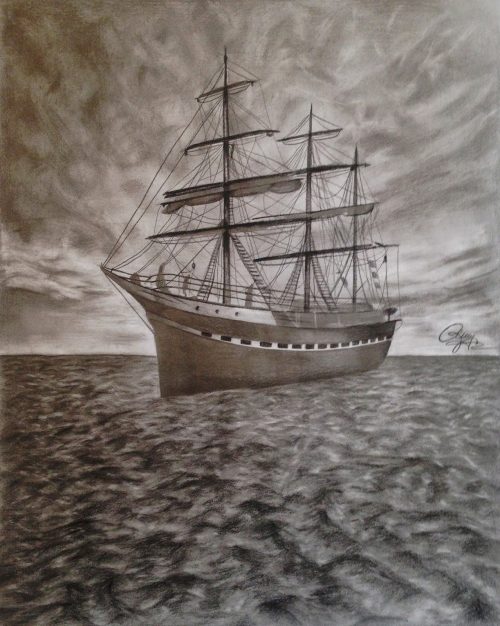 Voyage on sea drawing