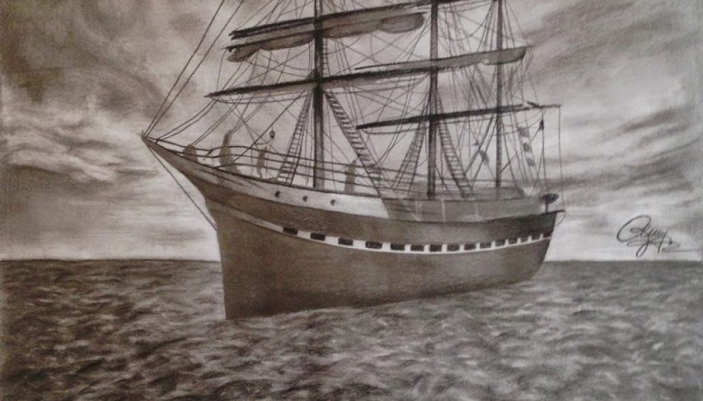 Voyage on sea drawing