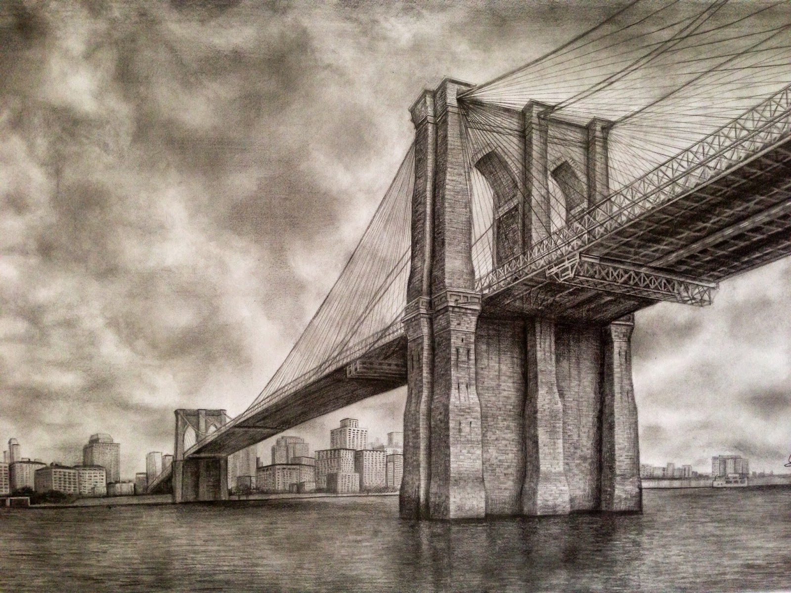 Brooklyn Bridge pencil drawing Dreams of an Architect